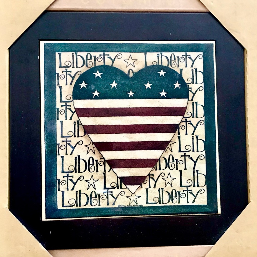 Vintage Liberty Heart Trivet / Wall Hanging (8” x 8”)